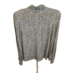 Doncaster Blue Taupe Print Large Long Sleeve Ruched Wrists Soft Gorgeous